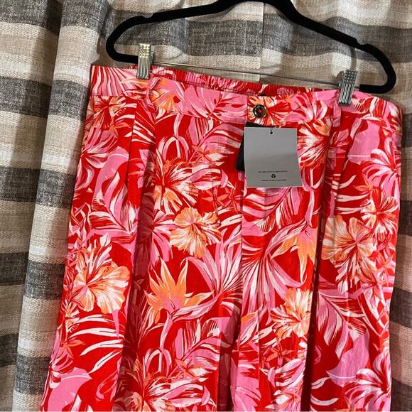 Marc New‎ York Pink And Red Floral Linen Blend Pants Size XL - Picture 3 of 10